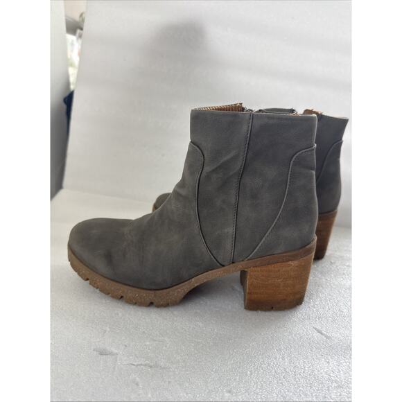 Korks By Kork Ease Esmeralda Lug Sole Leather Platform Ankle Boots Gray 8.5M - Picture 11 of 16